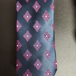 Ike Behar Tie - Bluish Purple Indigo w Fuchsia Diamonds